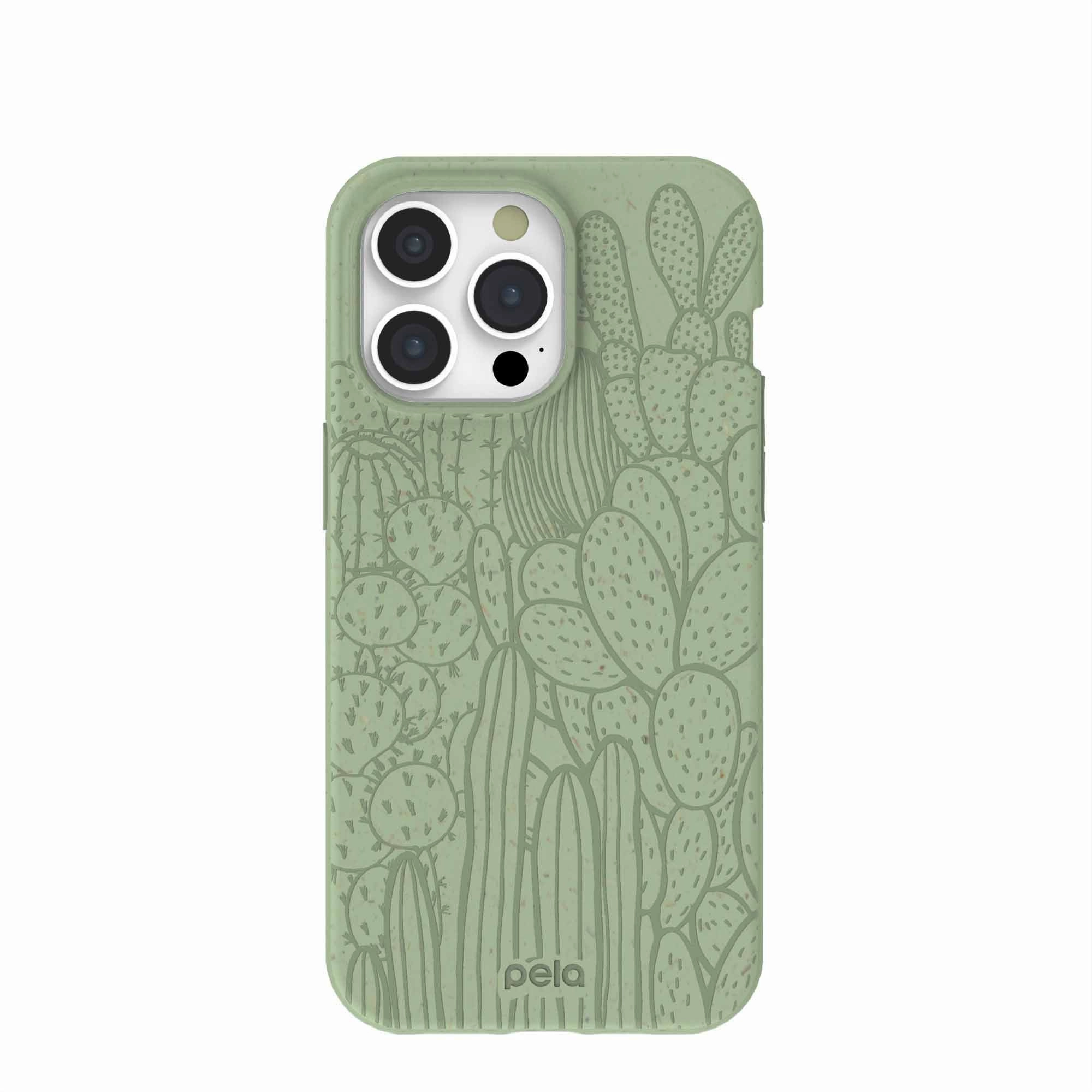 Elegant Finish Design Sage Green Cacti iPhone 15 Pro Max Case