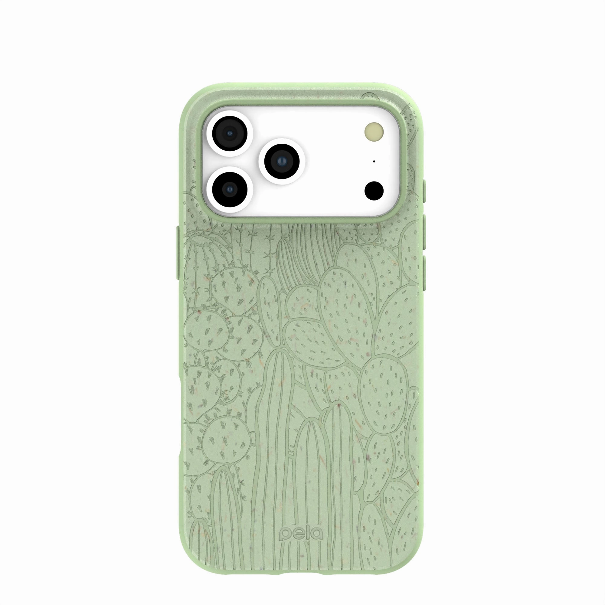 Wireless Compatible Light Build Sage Green Cacti iPhone 17 Pro Max Case