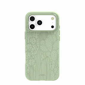 Sage Green Cacti iPhone 17 Pro Max Case Matte Design Texture