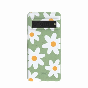 high quality build Sage Green Daisy Google Pixel 7 Pro Case