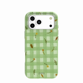 Minimal Surface Layer Handcrafted Design Sage Green Fall Gingham iPhone 17 Pro Max Case