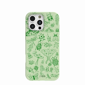 Sage Green Linear Entomology iPhone 16 Pro Max Case Flexible Material Dual Layer