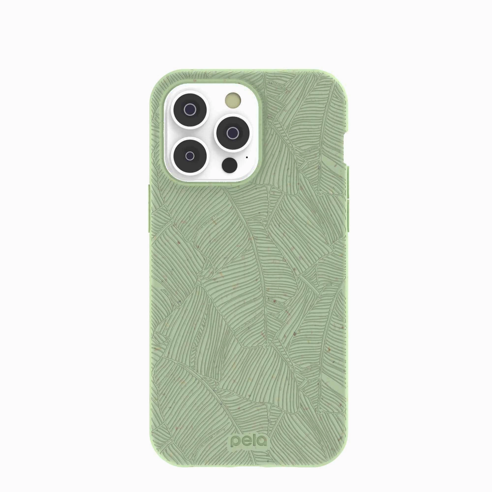 Sage Green Lushy Leaves iPhone 14 Pro Max Case Elegant Look Anti Slip