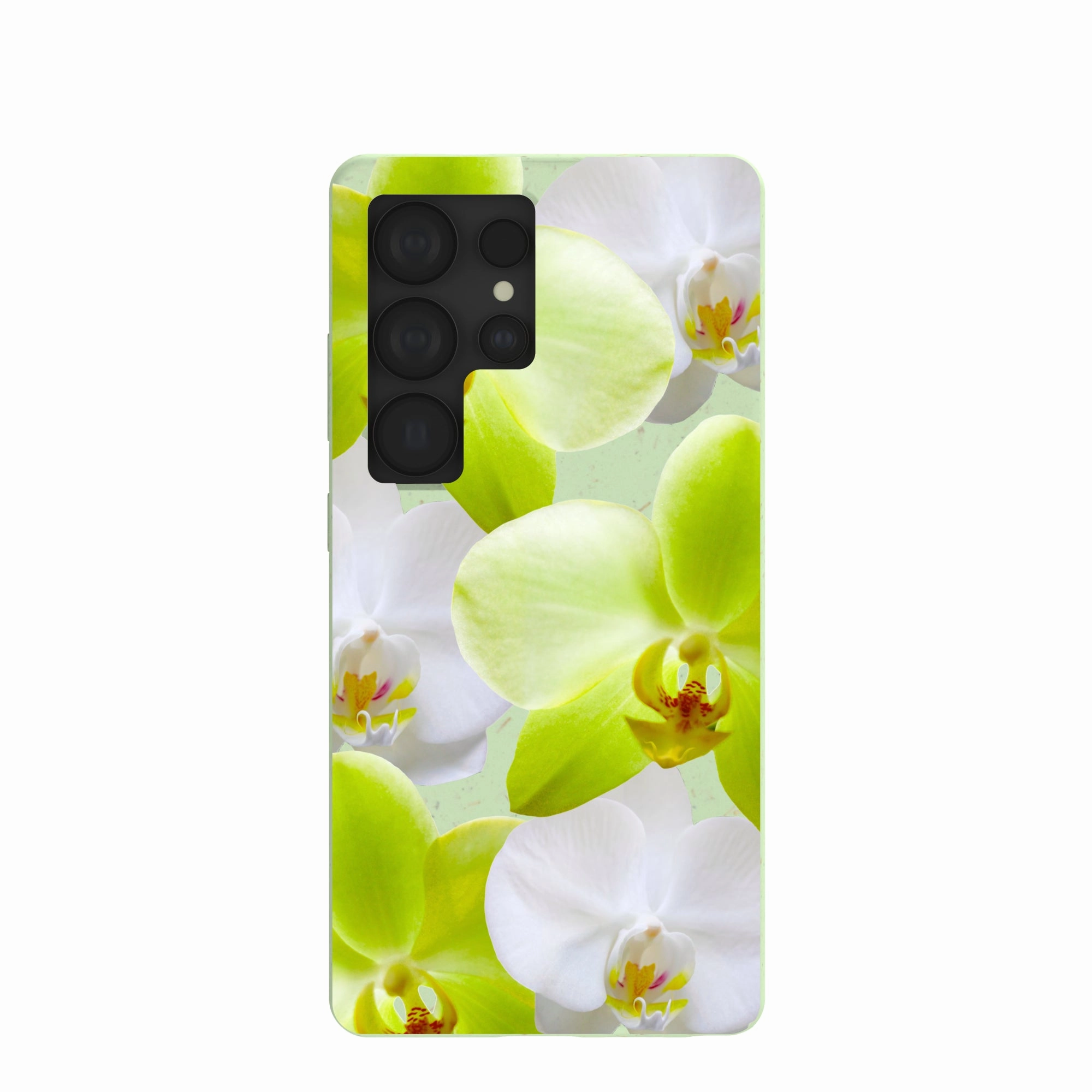 Sage Green Orchid Blooms Samsung Galaxy S25 Ultra Case Flexible Detail Design Frosted Finish