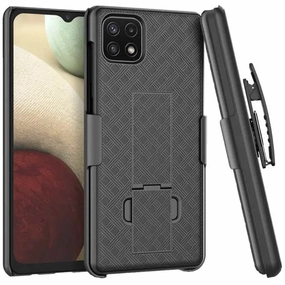 Samsung Galaxy A22 5G / Boost Mobile Celero 5G (2021) Belt Clip Holster Phone Case Polished Finish Luxury Texture Design