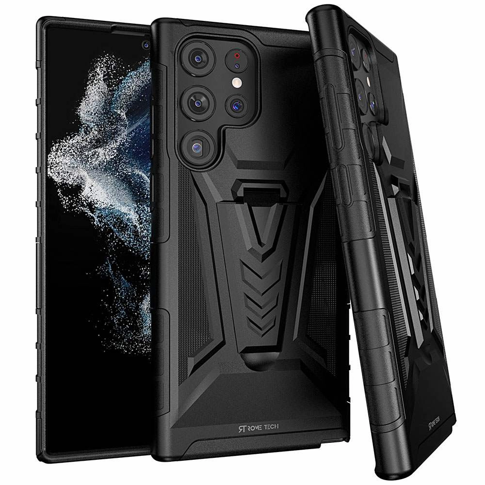 Anti scratch Samsung Galaxy S22 Ultra Dual-Layer Holster Case with Kickstand