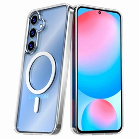 Samsung Galaxy S24 FE (2024) Hybrid Shockproof Clear Slim Acrylic Case with MagSafe Soft Look Texture