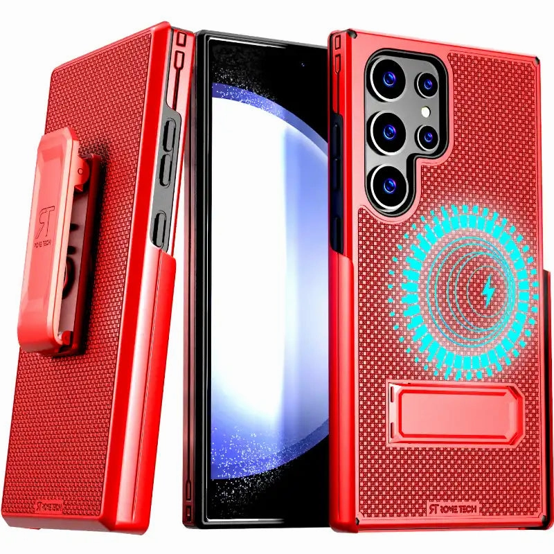 Premium Material Soft Grip Layer Samsung Galaxy S24 Ultra Magsafe Holster Phone Case With Belt Clip