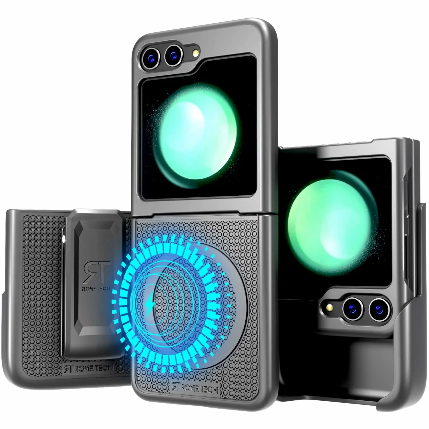 Protective Pattern Trendy Texture Finish Samsung Galaxy Z Flip 5 Belt Clip Holster Phone Case with MagSafe