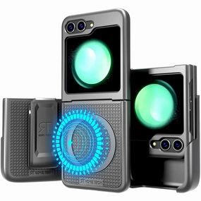 Protective Pattern Trendy Texture Finish Samsung Galaxy Z Flip 5 Belt Clip Holster Phone Case with MagSafe