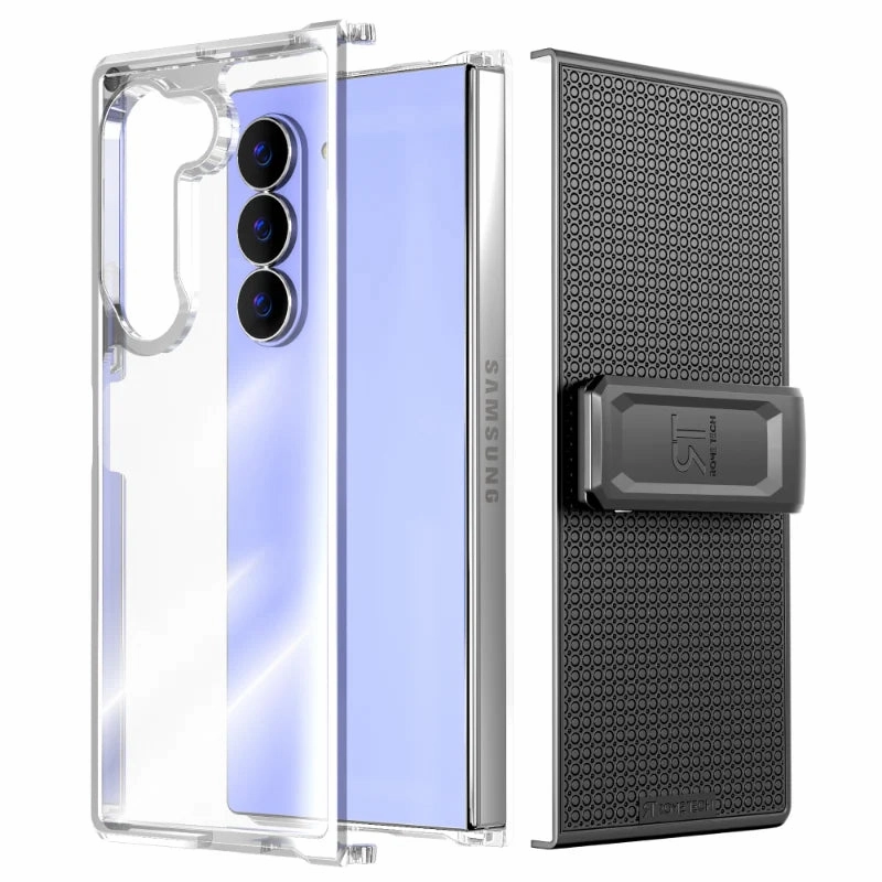 Samsung Galaxy Z Fold 6 Hybrid Shockproof Clear Slim Acrylic Case Cover Flexible Hinge Rib Protective Form Texture