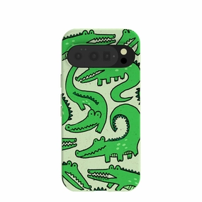 Flexible Pattern Texture Sage Green Croc a Doodle Google Pixel 10/10 Pro Case