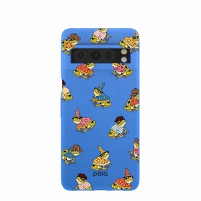 Anti Slip Electric Blue Fancy Frogs Google Pixel 8 Pro Case