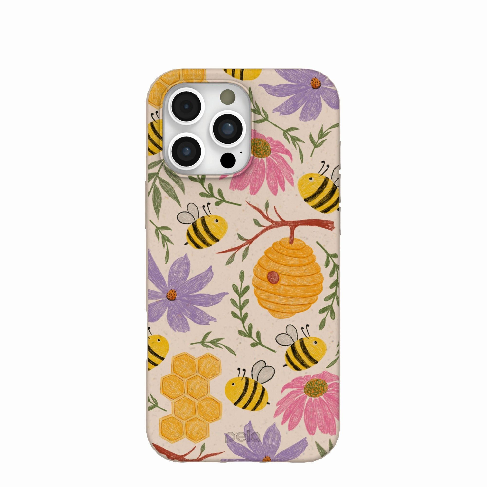 Shock Surface Layer Durable Texture Seashell Bee Life iPhone 16 Pro Max Case