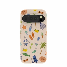 Modern Edge Layer Comfort Texture Finish Seashell Coastline Sketch Google Pixel 10/10 Pro Case