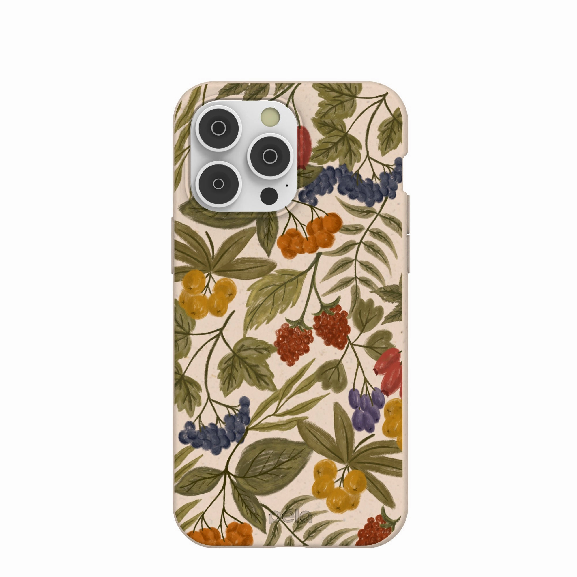 Seashell Fall Berries iPhone 14 Pro Max Case Anti Slip Modern Pattern Layer