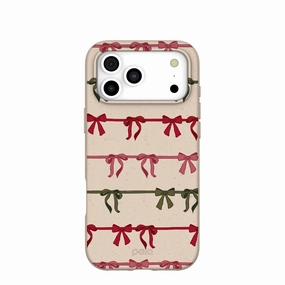 Polished Texture Seashell Holiday Bows iPhone 17 Pro Max Case