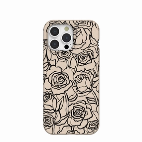 Sleek Texture Ergonomic grip Seashell Inked Blooms iPhone 15 Pro Max Case