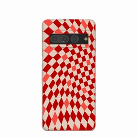 Seashell Red Checks Google Pixel 7 Pro Case Compact Build hybrid design