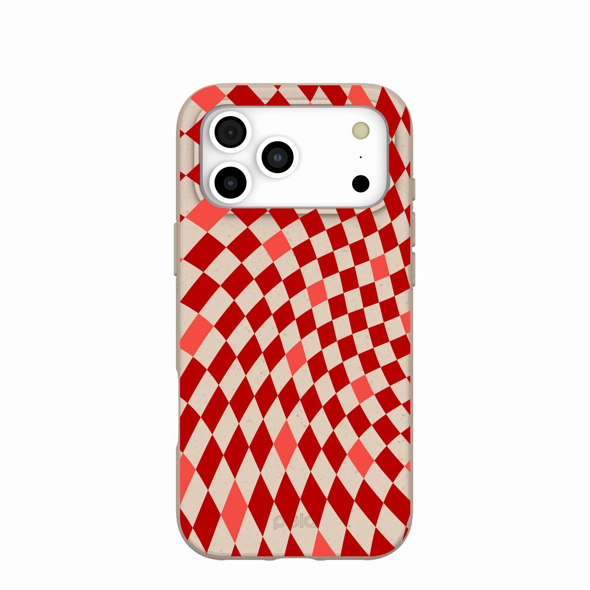 Seashell Red Checks iPhone 17 Pro Max Case Light Edge Smooth Form Texture