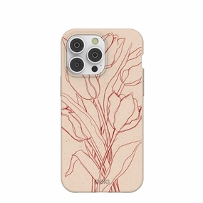 Smooth Coating Protective Shell Seashell Tulip Bouquet iPhone 14 Pro Max Case