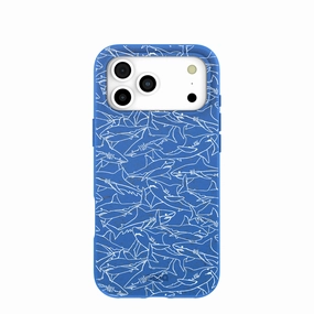 Electric Blue Shark Frenzy iPhone 17 Pro Max Case Shock Layer