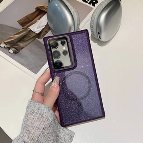 Durable Build Quality Shock shield Shiny Glitter Lens Bracket Magnetic Case - Samsung