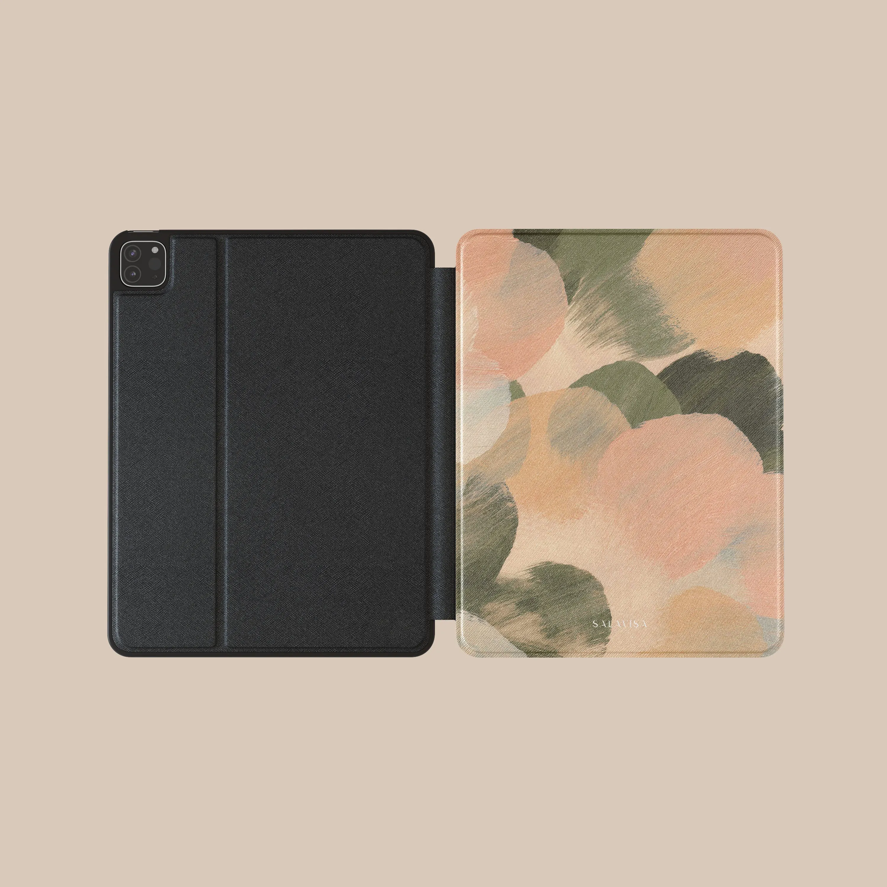 soft PU lining case casual home tablet cover Beige Minimalistic iPad Case