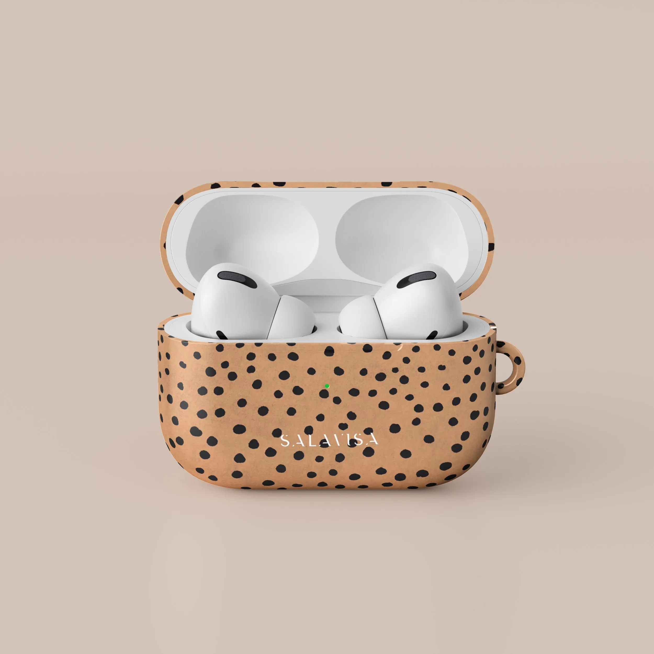 durable handmade ergonomic airpods case Burnt Orange Polka Dots AirPods Case