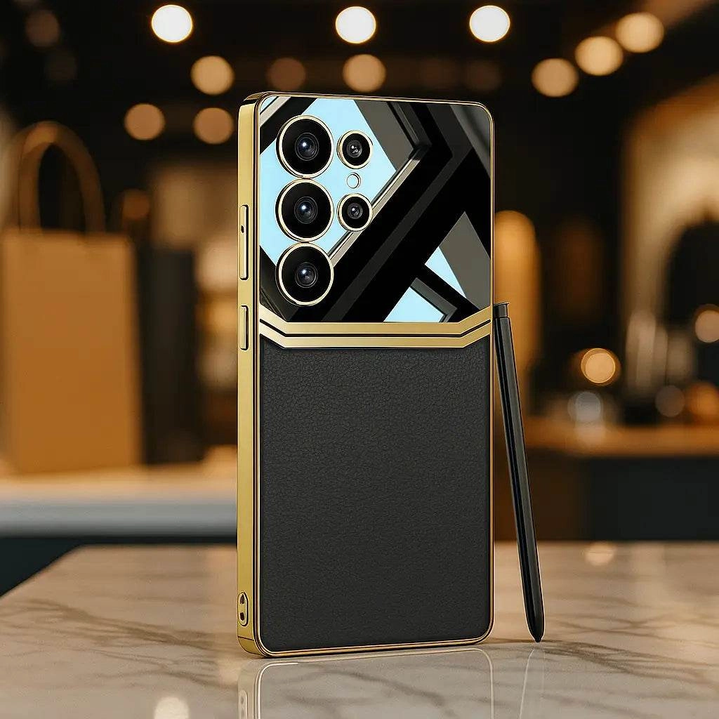 Premium Build Royal Touch Electroplated Leather Case - Samsung