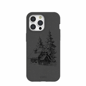 Black Lone Cabin iPhone 15 Pro Max Case Easy Access