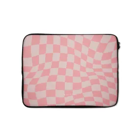 Durable Coating Durable Quality Pink Wave Checkered Laptop Sleeve