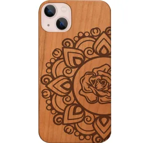 Minimal Feature Rose Mandala - Engraved Phone Case