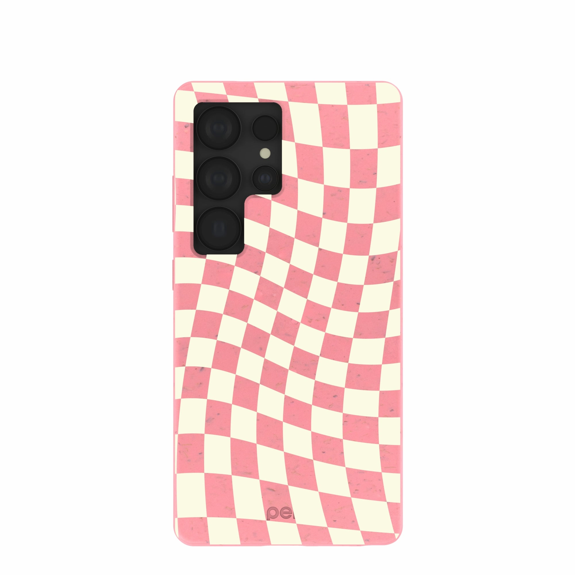 Premium Surface Finish Bubblegum Pink Warped Checkers Samsung Galaxy S25 Ultra Case
