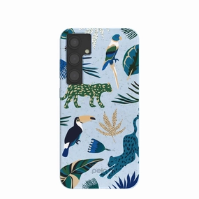 Powder Blue Tropical Rainforest Samsung Galaxy S24 (Plus) Case Everyday Function Clear Edge