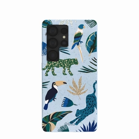 Powder Blue Tropical Rainforest Samsung Galaxy S25 Ultra Case Protective Texture Layer