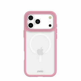 Matte Texture Layer Clear iPhone 17 Pro Max Case with Petal Pink Ridge (MagSafe Included)