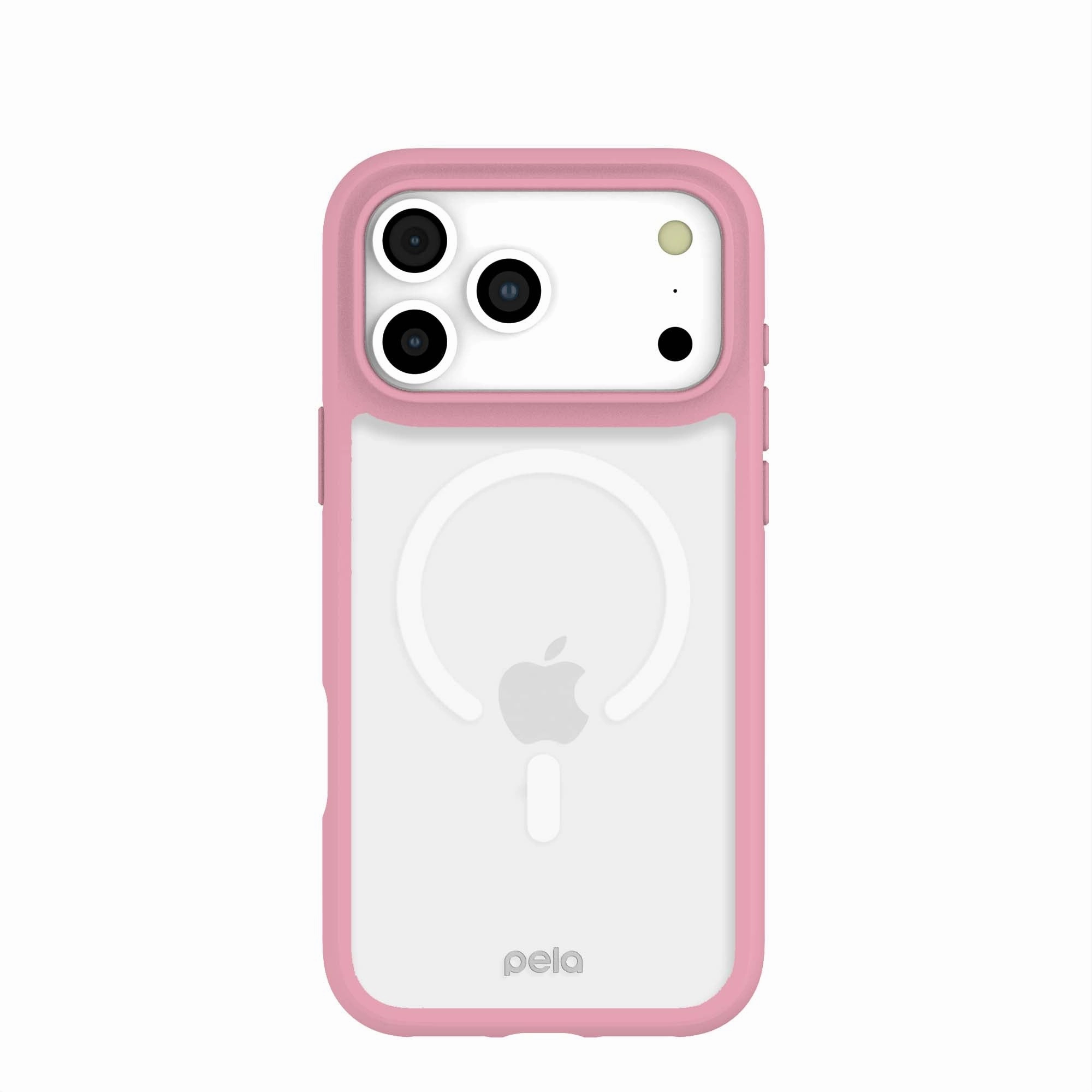 Matte Texture Layer Clear iPhone 17 Pro Max Case with Petal Pink Ridge (MagSafe Included)