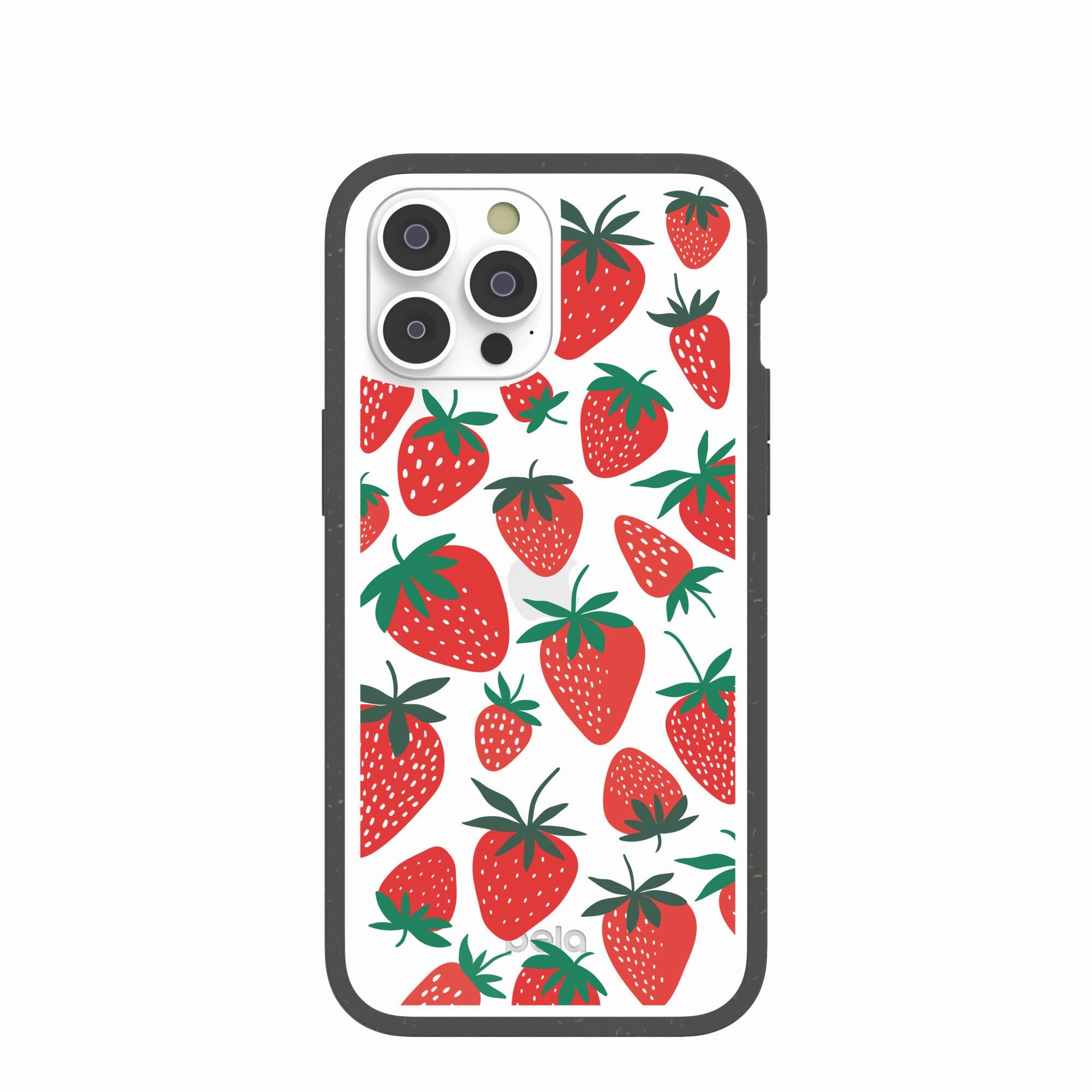 Clear Strawberries iPhone 14 Pro Max Case With Black Ridge Daily Durability