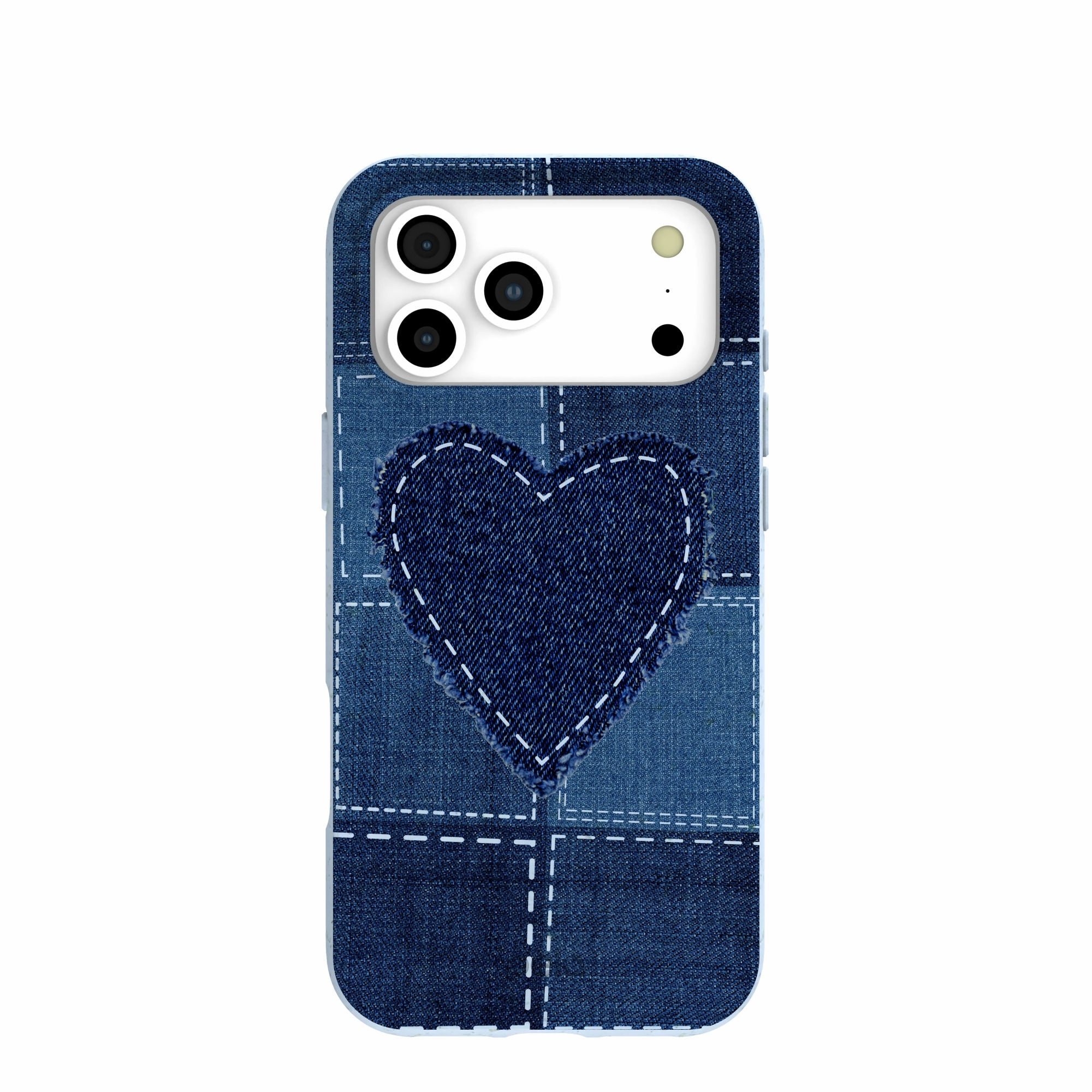 Powder Blue Denim Heart iPhone 17 Pro Max Case Protective Look Compact Build