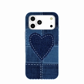 Powder Blue Denim Heart iPhone 17 Pro Max Case Soft Layer