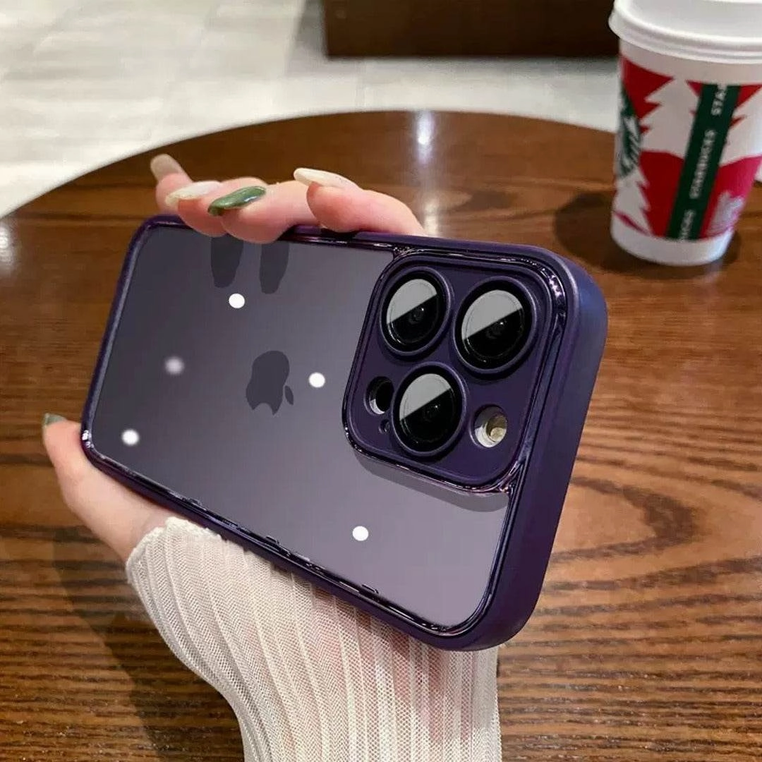 TPU Material Rugged Build Texture Transparent Electroplating Camera Protection Case - iPhone