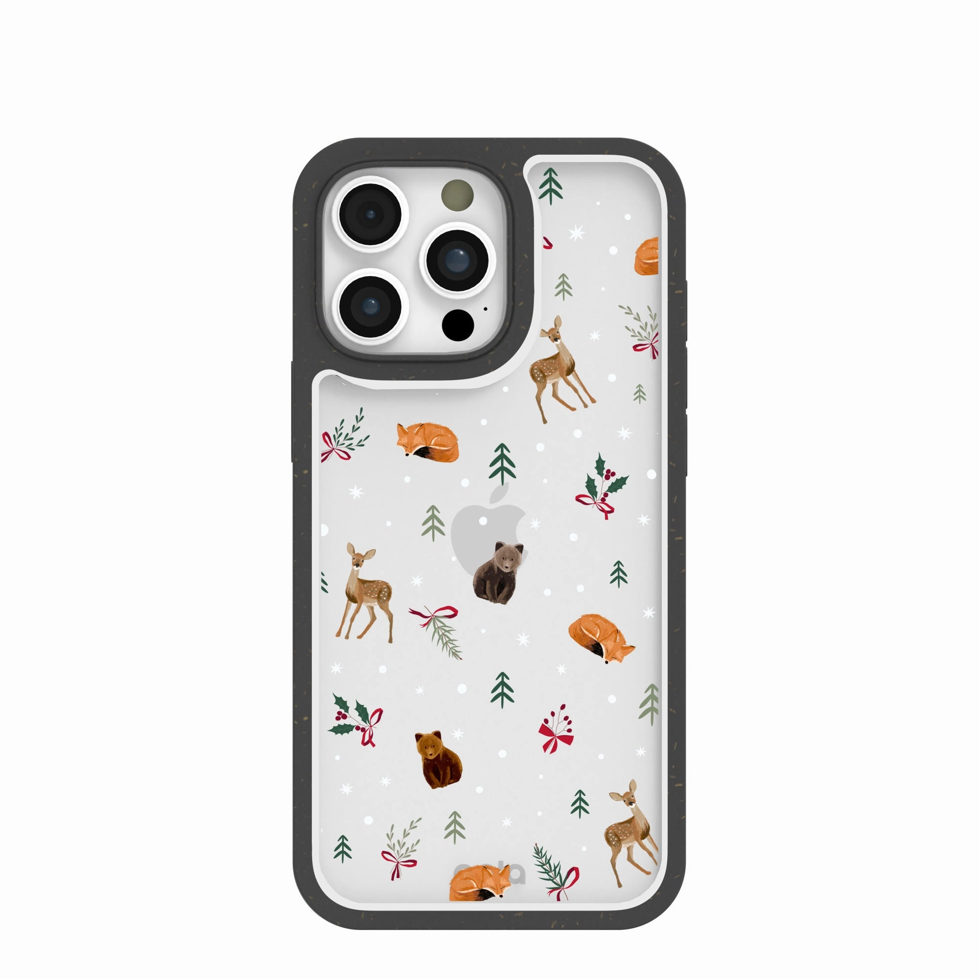 Clear Winter Woodland iPhone 16 Pro Max Case With Black Ridge Trendy Accessory Shock Layer