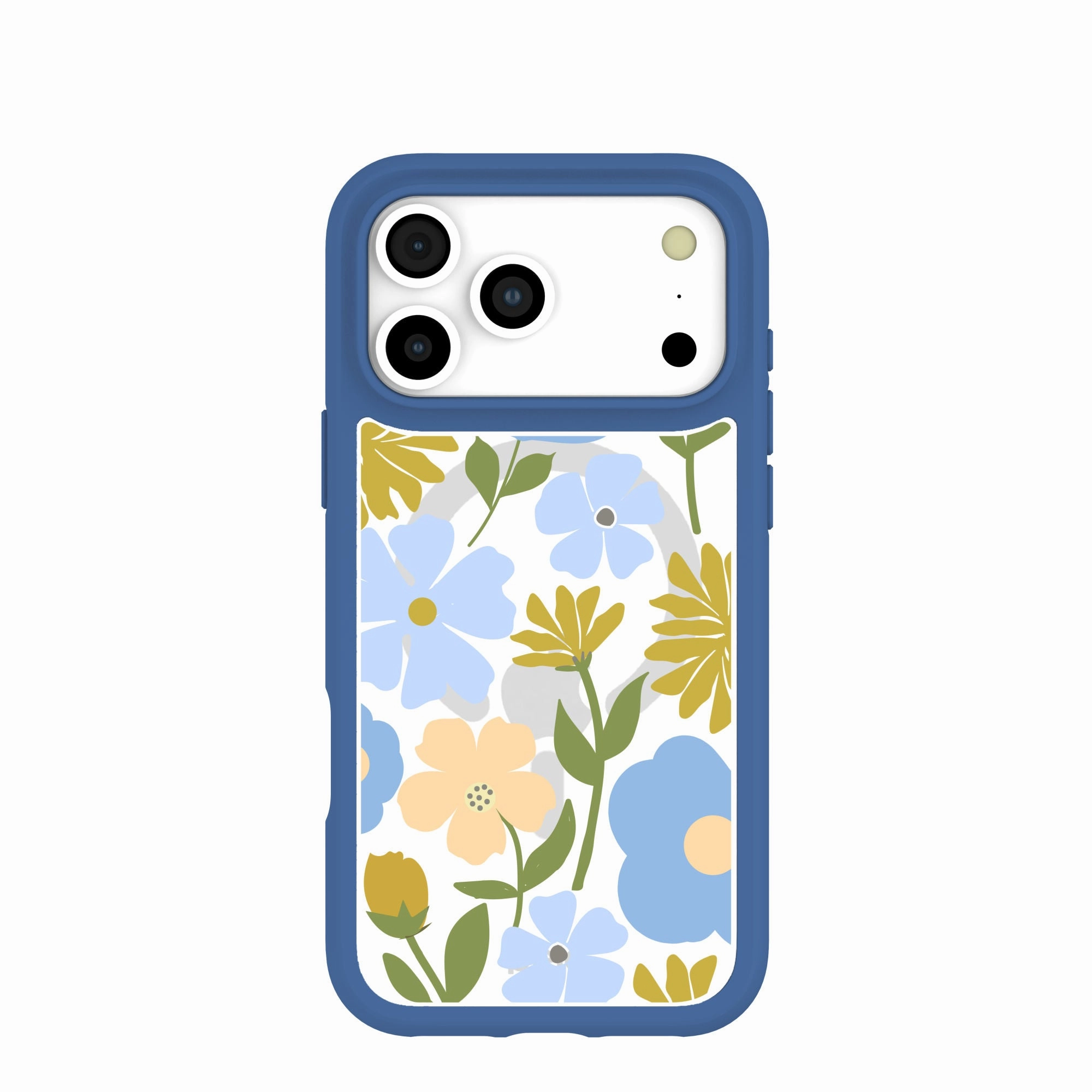 Clear Blossom Trail iPhone 17 Pro Max Case With True Blue Ridge (MagSafe included) Sporty Design