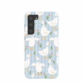 Powder Blue Blooming Quackers Samsung Galaxy S23 (Plus) Case Flexible Edge Texture Smooth Look Texture
