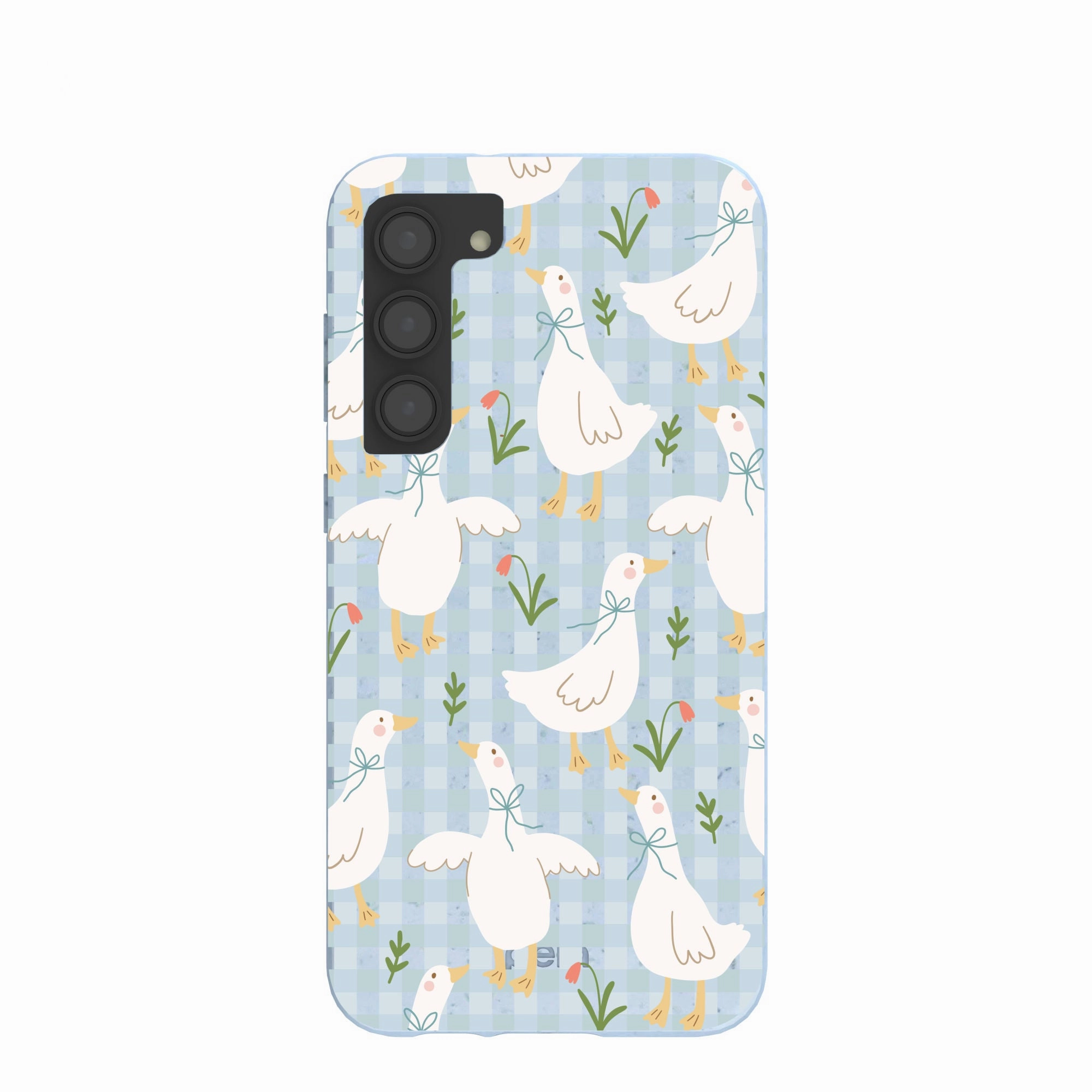 Powder Blue Blooming Quackers Samsung Galaxy S23 (Plus) Case Flexible Edge Texture Smooth Look Texture
