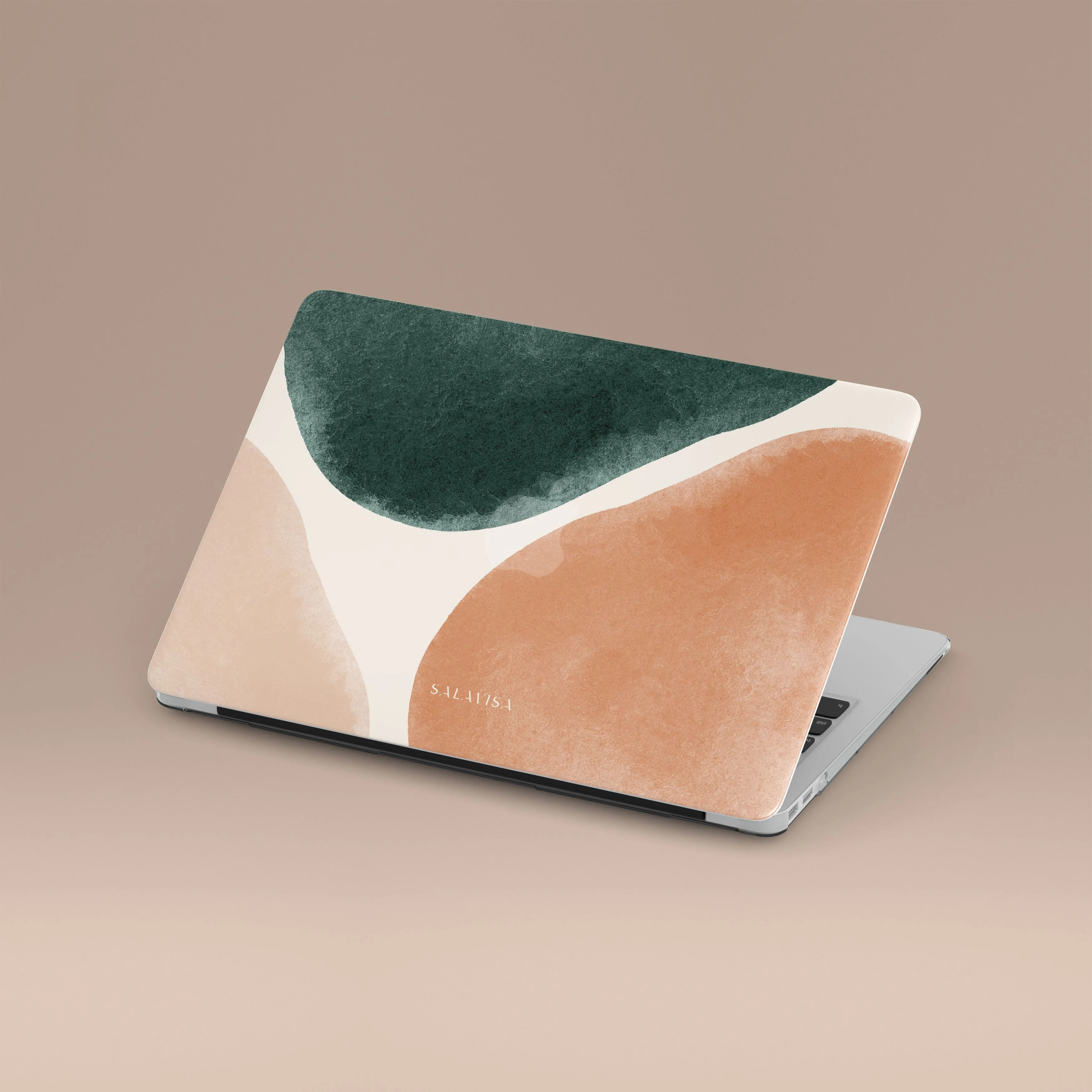 Peach & Forest Green Luxe Shapes MacBook Case Refined Protection Dual Layer