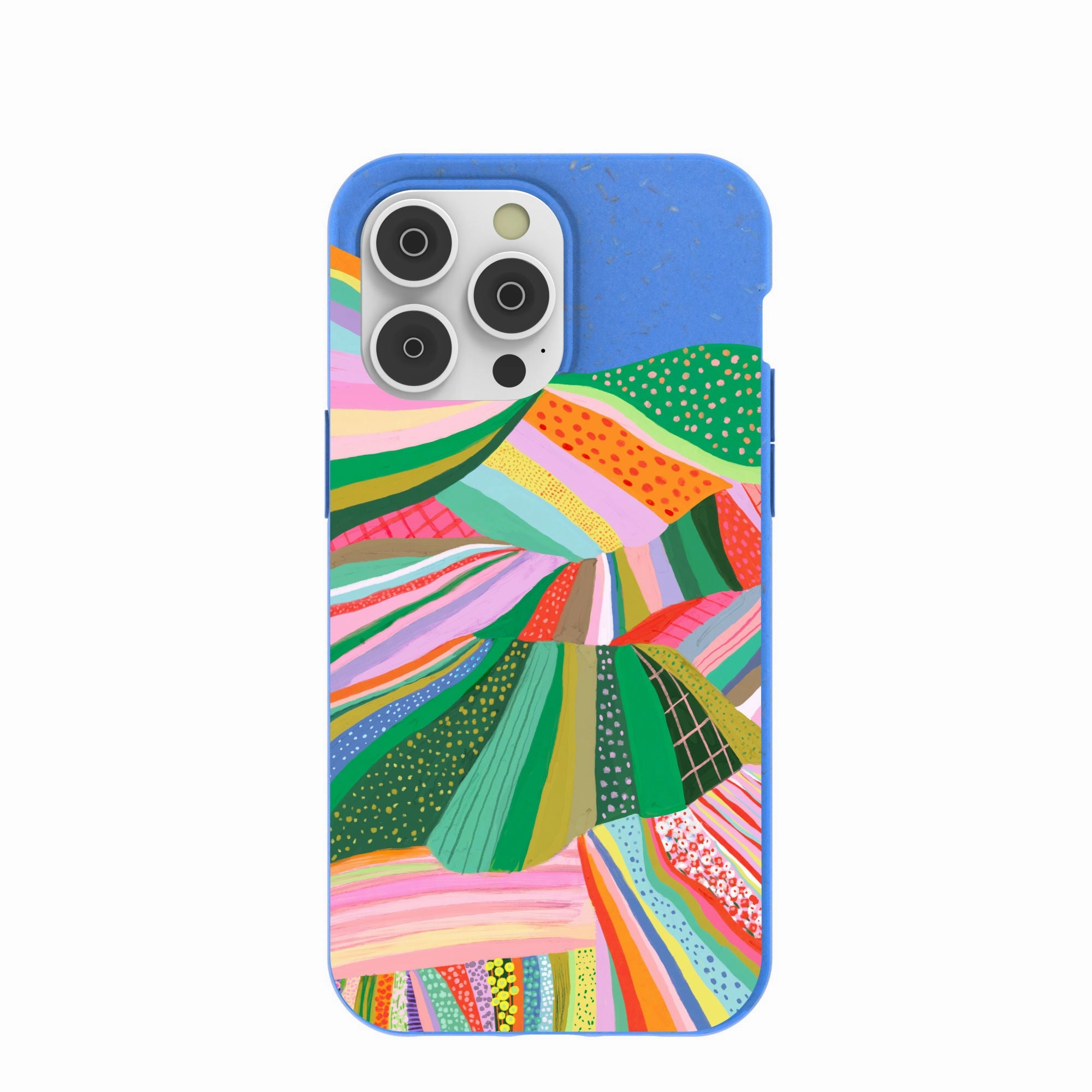 Textured Detail Rugged Build Texture Electric Blue Bloomstatic iPhone 14 Pro Max Case