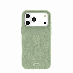 Sage Green Lushy Leaves iPhone 17 Pro Max Case Polished Surface Texture Durable Shell