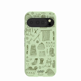 Sage Green Knit Nook Google Pixel 10/10 Pro Case Luxury Texture Design